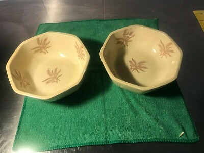  POTTERY 2 Dip Bowls Wheat Pattern Vintage Small Chips USA #750B Priced to Sell 