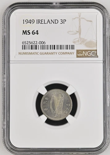 Ireland 1949 3 Pence NGC MS 64