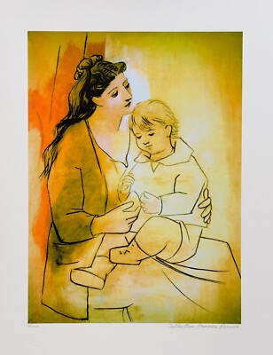 Pablo Picasso MOTHER AND CHILD Estate Signed Stamped & Numbered