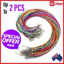 2 PCs Cotton Waxed Cord Thread Necklace Chain Lobster Claw Clasp For Kids AU