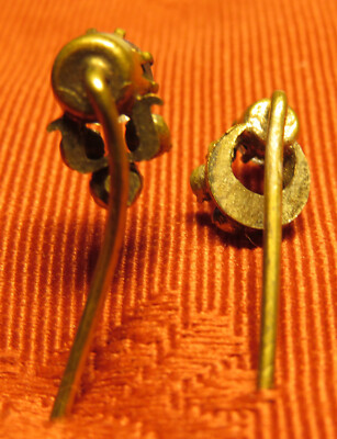 Lot De 2 épingles à Cravate Anciennes Strass - Tête Pavée - Argent Et Or