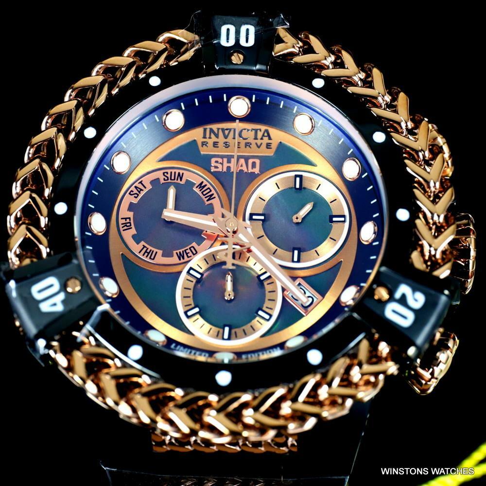 Invicta Reserve Shaq Hercules Black MOP Steel Rose Gold Swiss Mvt Watch  56mm New