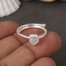 Elegant Heart Stackable Ring 925 Silver With Moonstone For Women Surprise Gift