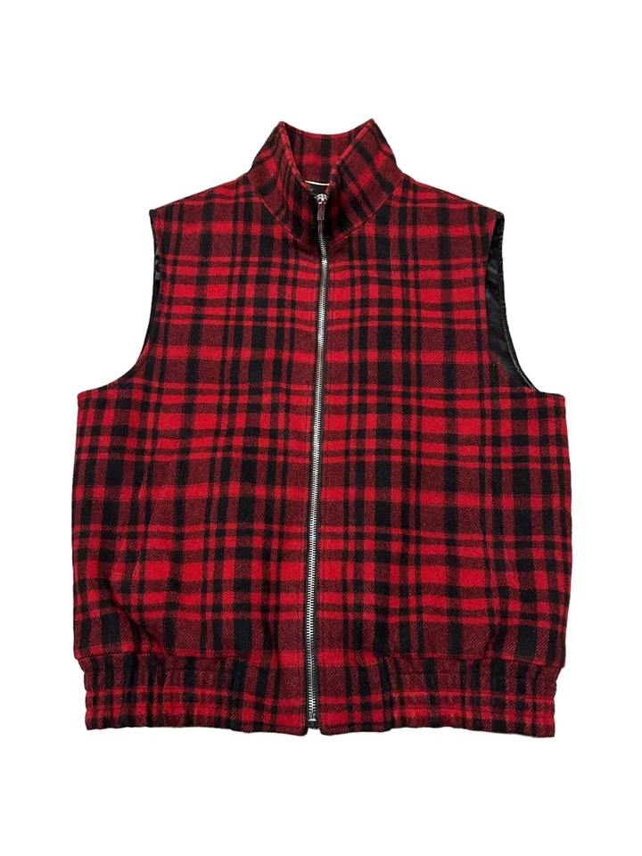 Chaleco a cuadros rojo de lana virgen para mujer Yves Saint Laurent talla L/XL Foto 2 de 4