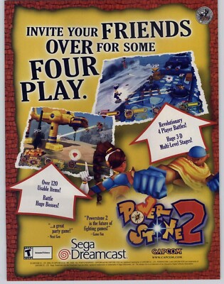 2000 Power Stone 2 Sega Dreamcast Video Game Art Vintage Print Ad Poster