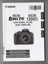 Canon EOS Rebel T6 / 1300D Genuine Camera Instruction Manual Guide 3 Languages 
