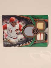 Barry Larkin 2018 Topps Tribute Green Game-Used Triple Relic 27/99