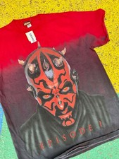 Vintage 90s NWT Rare Star Wars Episode 1 Darth Maul Tie Dye Graphic Shirt USA L