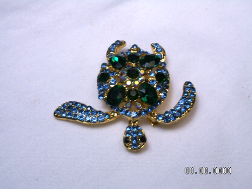 Ton Doré, Cristaux Mer Tortue Broche - Photo 6 sur 7