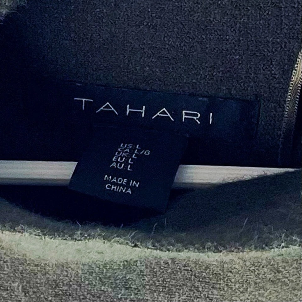 TAHARI Niñas Niños Verde Oliva, Túnica Larga Cuello Alto con Puño de Muñeca Bronceado Doblado L Foto 4 de 4