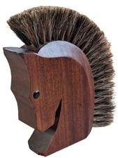 VTG Carved Horse Hair Brush Equine Clothes Shoes Boots Equestrian Italian Walnut