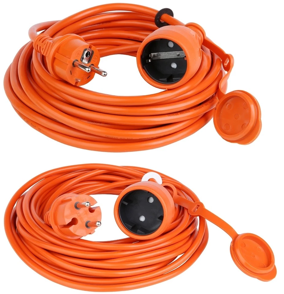 JONEX Verlängerungskabel Verlängerung Strom-Kabel Konturenstecker , Schuko Orange T1