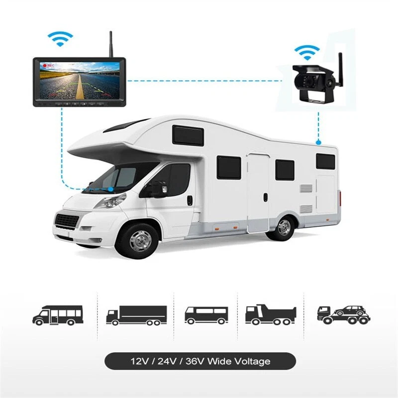 Wireless 7" Monitor Screen Rear View Camera For Truck Bus RV Trailer Rear Image - Image 2 of 4