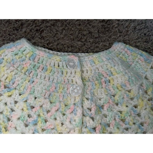 Baby Sweater Cardigan Crocheted Pastel Multicolor - Picture 4 of 5