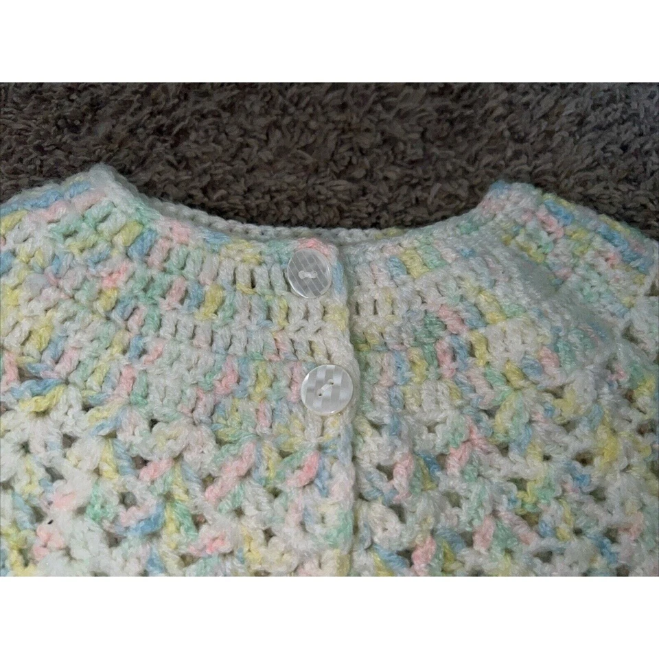 Cárdigan Suéter Bebé Crochet Pastel Multicolor - Imagen 4 de 4