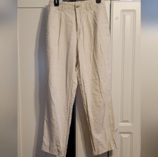 Liz Claiborne Lizwear Pants Sz 10 Linen Blend Beige Highwaist Pleated Bohemian
