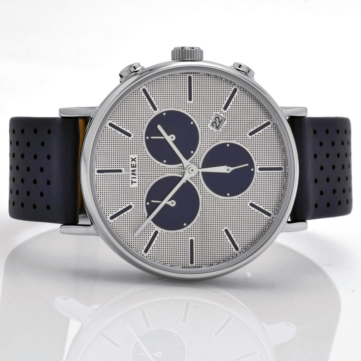 Timex Men's Watch Fairfield Supernova Silver Dial Blue Leather