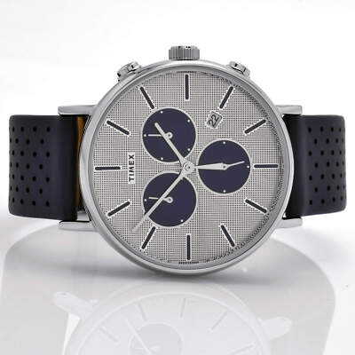 Timex Men's Watch Fairfield Supernova Silver Dial Blue Leather