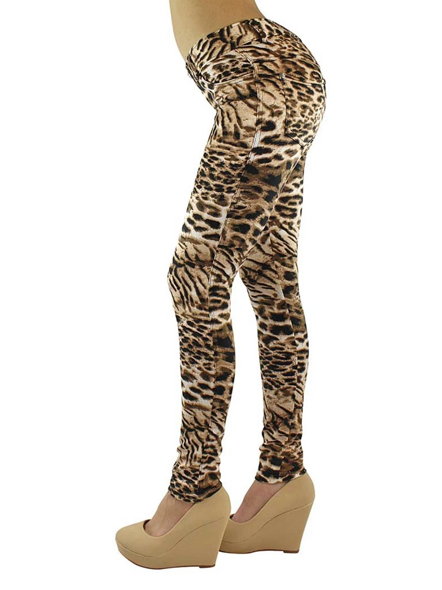 LEOPARD PRINT JEGGINGS WITH POCKETS SIZE SMALL MEDIUM