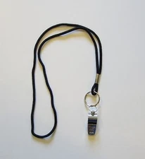 1 NEW HEAVY DUTY CHAMPION BRASS METAL WHISTLE & 1 BLACK LANYARD WITH RING