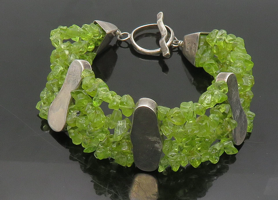 DTR JAY KING 925 Silver Vintage Peridot Multi Strand Chain Bracelet BT8008 - Image 4 of 4