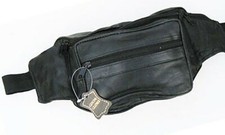 Black Leather Fanny Pack Belt Waist Bag Travel Hip Purse Mens Women