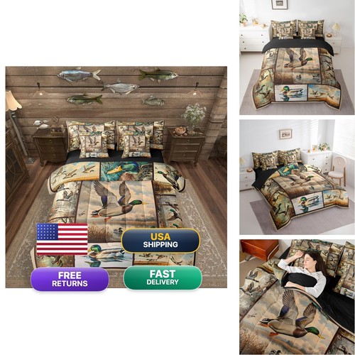 Erosebridal Mallard Duck 7 Pieces Bedding Set Full Size Country Cabin Woodland