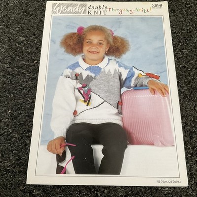 Wendy 3698 Child s Ski Sweater Knitting Pattern DK 22-30 