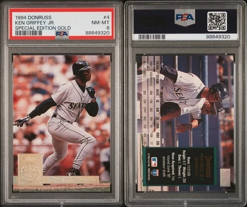Ken Griffey Jr. PSA 8 1994 Donruss Special Edition Gold #4 Baseball Card