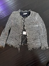 IRO Women  s Blazer Size FR38/UK10 In Black And White Cotton w/ Polyamide 