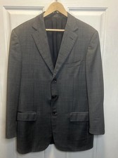Ermenegildo ZEGNA TROFEO Blazer 40R EU 50 Gray Glen Check Wool Sport Coat Italy