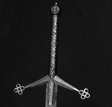 Hand Forged Damascus Steel Claymore Sword with Pure Leather Sheath