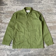 Universal Works Oi Polloi Green Twill Chore Overshirt Snap Button Small