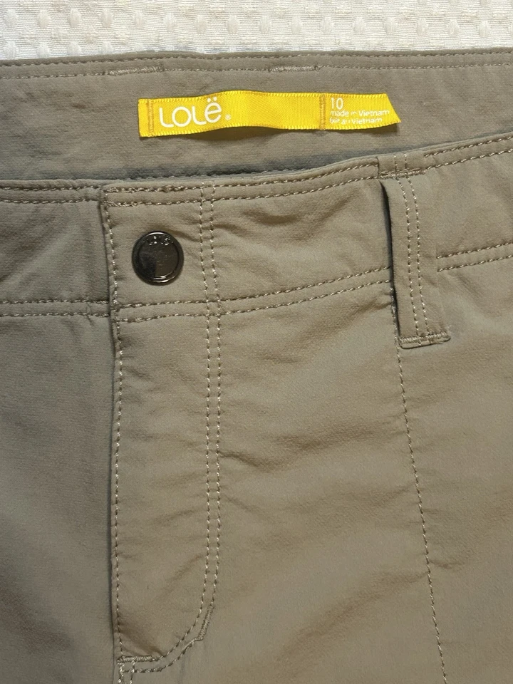 Lolë — шорты — женские размер 10 для пеших прогулок быстрой сушки — талия 32 дюйма — UPF 50 бежевые желтовато-коричневые - Изображение 4 из 4