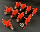Lot of (9) Red Plastic Dirt Bikes - Made in Hong Kong