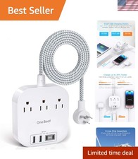 Power Strip with USB C, 3 Outlets 4 USB Ports 22.5W/4.5A Desktop Charging Sta...