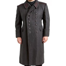 Bulgarian Style Men's Wool Trench Long Coat Military Style Heavy Winter Overcoat
