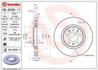 Pack Von 2 - Bremsscheibe 09.D420.11 Brembo FüR Peugeot CitroËN Toyota Opel