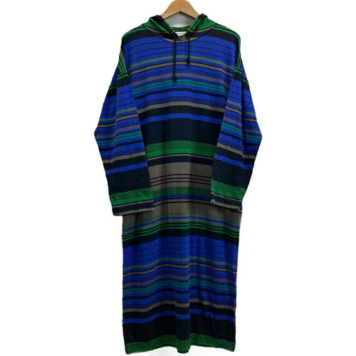 Issey Miyake, ISSEY MIYAKE Cotton Maxi Dress Size M Blue Green Black Vintage 80s