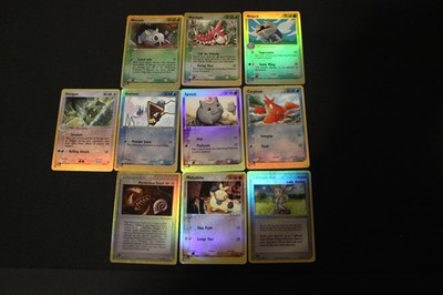 10 Pokemon Card Lot EX-HP Reverse Holos EX Ruby & Sapphire,Sandstorm, & Dragon+