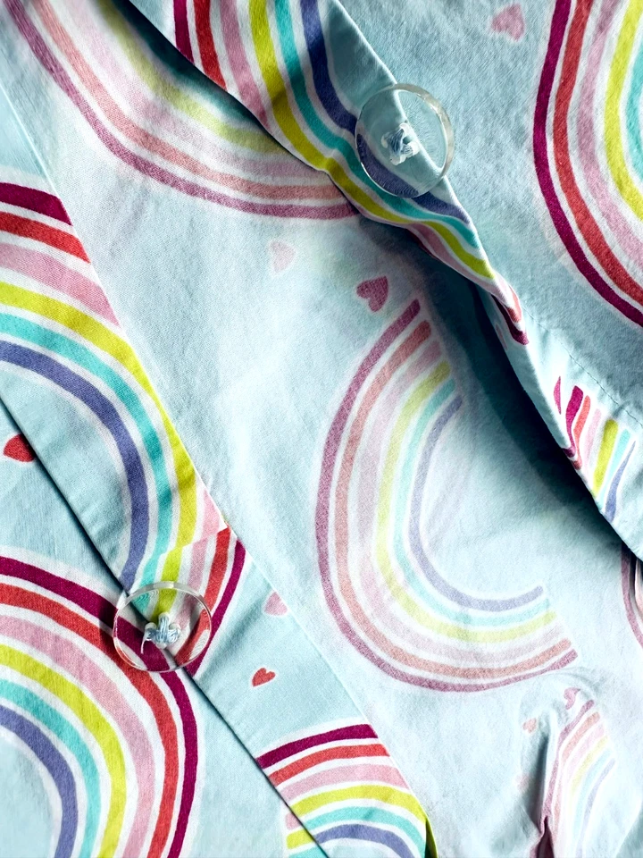 Pottery Barn Kids Twin DUVET Cover Blue Pastel Rainbow Heart 100% Organic Cotton - Image 4 of 4