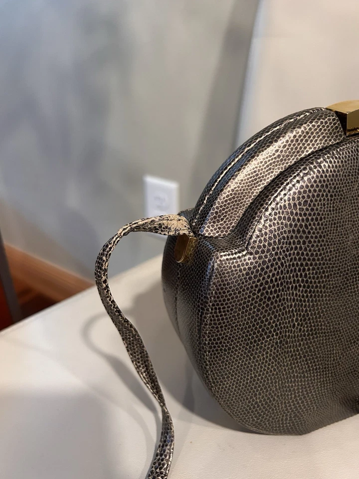 Bolso Bandolera Vintage Rodo Almeja Concha Dorado Piel Serpiente Estampado Foto 2 de 4