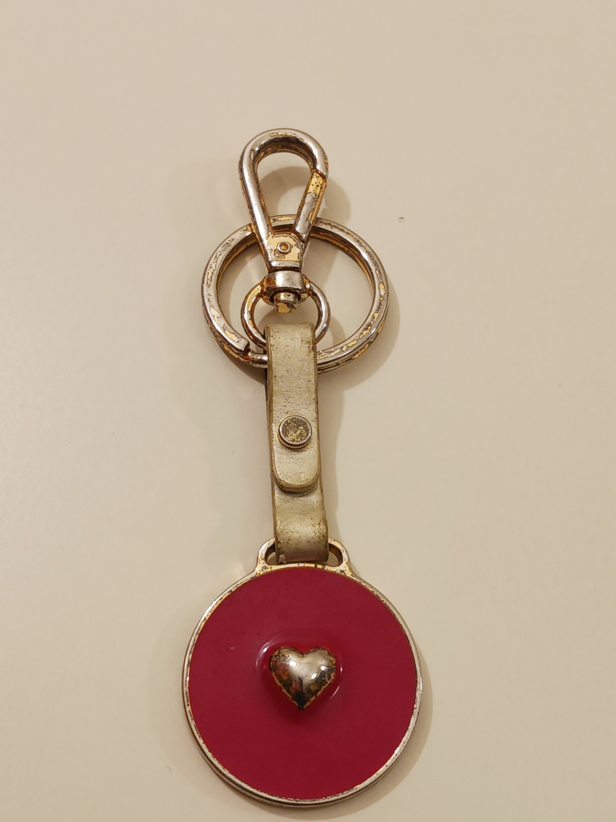 Vintage Red Heart Keychain with Lobster Clasp