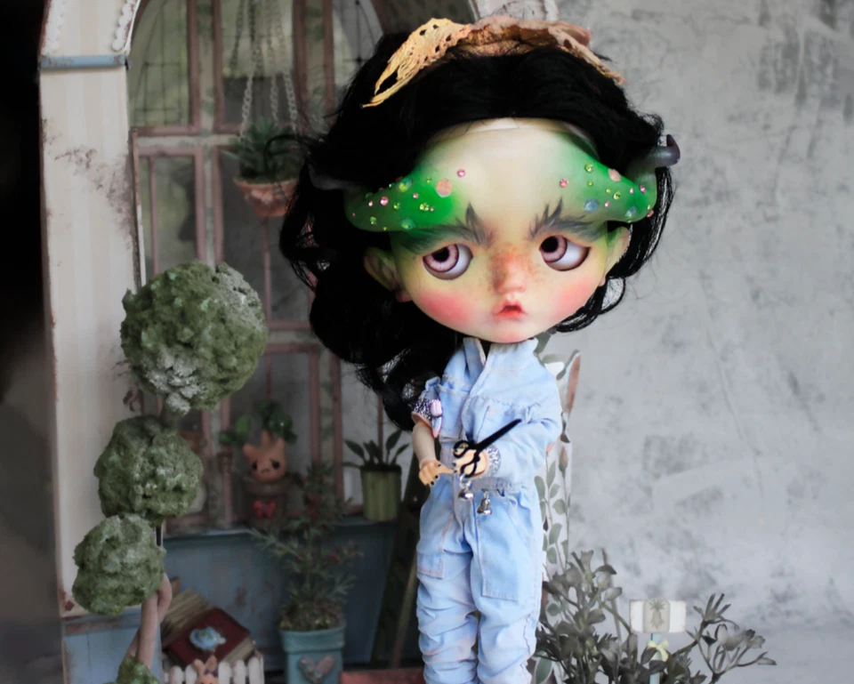 Уникальная кукла Blythe на заказ — полный набор теплицы в стиле фэнтези — ручная работа 1/6 на шарнирах - Изображение 4 из 4