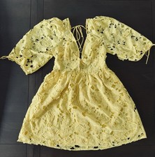VICI Yellow Floral Embroidered Lace A-Line Dr...