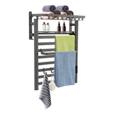 Electric Towel Warmer, Wall Mounted Heated Towel Racks for Bathroom 8 Rod Grey