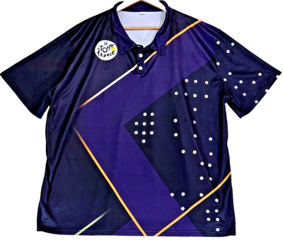 Le Tour de France 3D Graphic 3 Button Polo Lightweight Breathable Shirt Size 3X