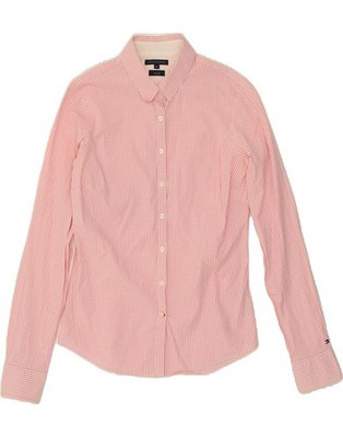 Tommy Hilfiger Damen Shirt US 6 Medium Rosa Gingham Baumwolle BS78