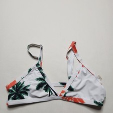 Blooming Jelly Bikini Top Tropical Palms In White Size Medium O4