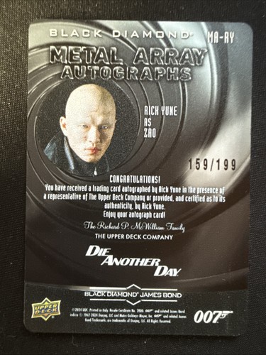 Rick Yune as Zao Auto 2023 UD Black Diamond James Bond Metal Array /199 #MA-RY - Bild 3 von 4